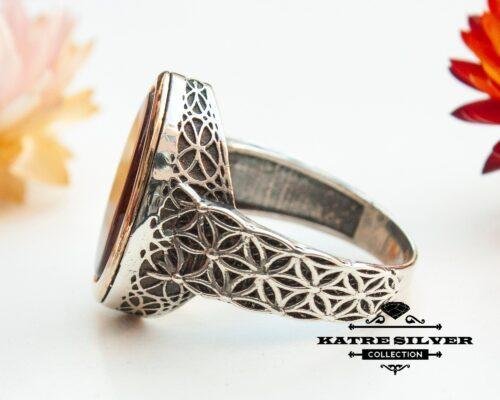 Mens Handmade Ring, Turkish Handmade Silver Men Ring, Ottoman Mens Ring, Agate Stone Men Ring, Gift for Him, 925k Sterling Silver Ring - Image 5