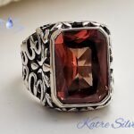 Color Changing Diaspore Ring for Men, Turkish Handmade Silver Men Ring, Mens Handmade Ring, Ottoman Mens Ring, Gift for Him