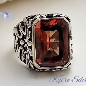 Color Changing Diaspore Ring for Men, Turkish Handmade Silver Men Ring, Mens Handmade Ring, Ottoman Mens Ring, Gift for Him