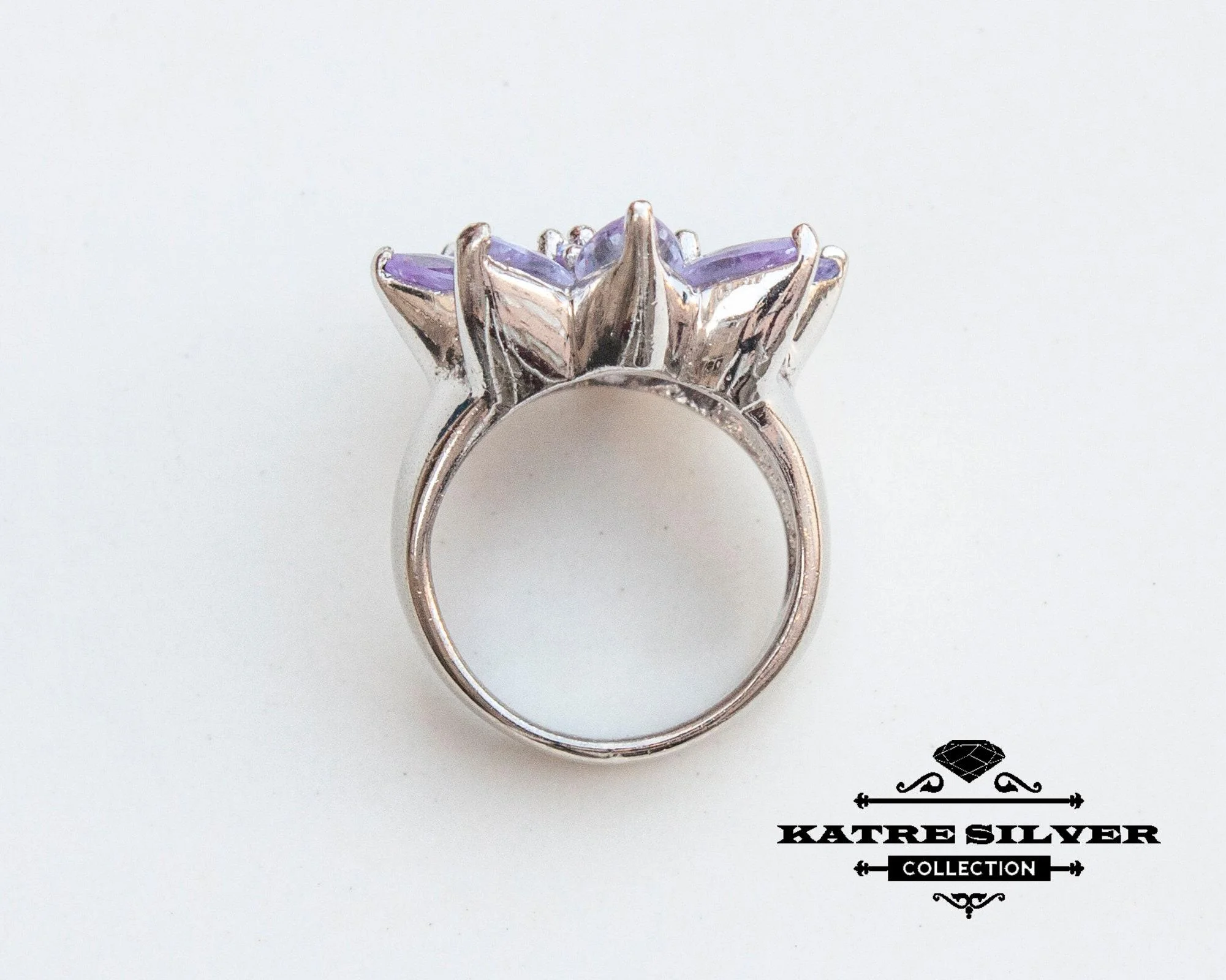Purple Flower Ring, Purple Stone Ring, Floral Ring, Purple Ring, Flower Ring, Statement Ring, Amethyst Ring, Purple Flower, Vintage Ring - Image 8