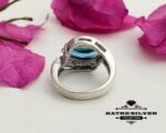 Marquise Cut Halo Engagement Swiss Blue Topaz Ring, Marquise Ring, Halo Ring, Anniversary Ring, Birthstone Ring, Gift for Her - Image 7