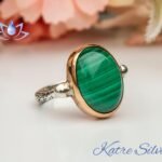 green malachite ring dainty minimalist silver ring