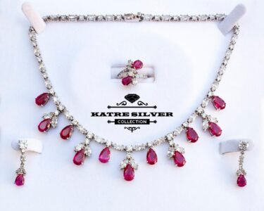 Ruby Necklace, Wedding Party Necklace, Statement Necklace for Women, Elegant Bridal Necklace, Designer Jewelry Gift for Her - Image 2