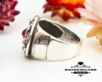 Red Stone Statement Ring, Red Stone Ring, Handmade Ring, Boho Ring, Vintage Ring, Unique Ring, Red Ring, 925 Silver Ring, Designer Ring - Image 5