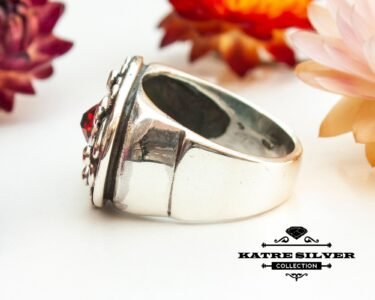 Red Stone Statement Ring, Red Stone Ring, Handmade Ring, Boho Ring, Vintage Ring, Unique Ring, Red Ring, 925 Silver Ring, Designer Ring - Image 5