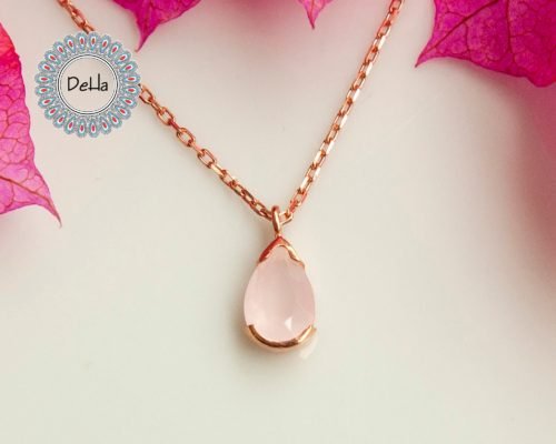 Powder Pink Necklace, Powder Pink, Pink Teardrop, Teardrop Necklace, Teardrop Pendant, Pink Pendant, Pink Jewelry, Gift Necklace, Minimalist