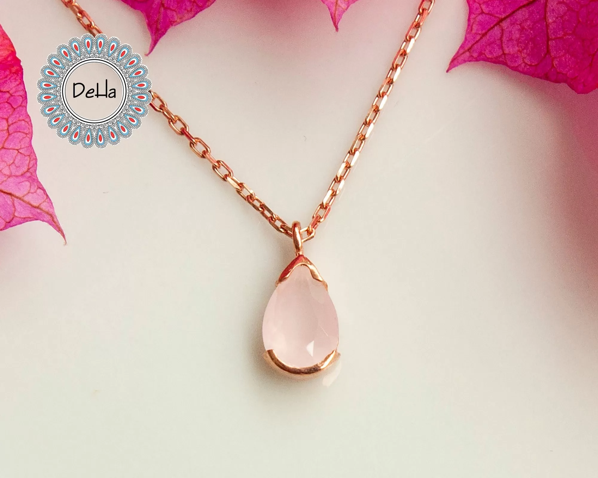 pink teardrop necklace