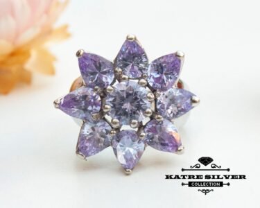 Purple Flower Ring, Purple Stone Ring, Floral Ring, Purple Ring, Flower Ring, Statement Ring, Amethyst Ring, Purple Flower, Vintage Ring - Image 3