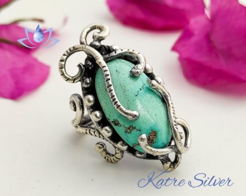 Green Turquoise Vintage Ring, Turquoise Rings, Turquoise Jewelry, Gemstone Ring, Handmade Ring, Turquoise Gift, Gift For Her