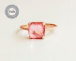 Pink Quartz Ring Small - Pink Stacking Ring - Small Layering Ring - Combination Rings - Stackable Ring - Gemstone Rings - Dainty Pink Ring - Image 3