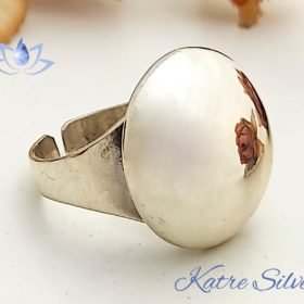 Womens Silver Bubble Sphere Modernist Dome Cool Ball Geometric Circle Adjustable Ring, Gift