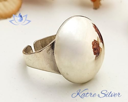 Womens Silver Bubble Sphere Modernist Dome Cool Ball Geometric Circle Adjustable Ring, Gift