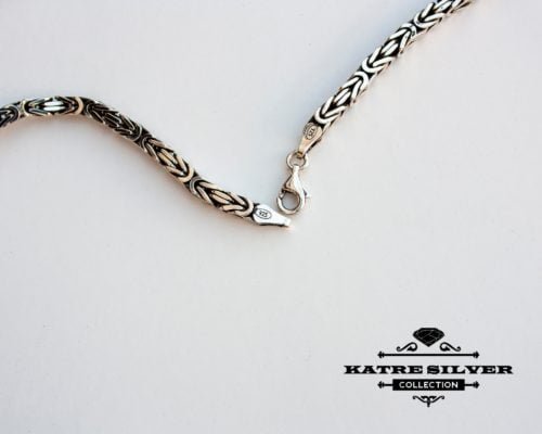 Handmade 4mm Solid 925 Sterling Silver Mens Necklace Square Balinese Byzantine Kings Chain, Byzantine Chain, Byzantine Necklace, Silver Chain - Image 5