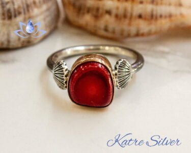Red Coral Ring – Elegant Handmade Oxidized Silver Vintage Statement Ring for Women - Image 2