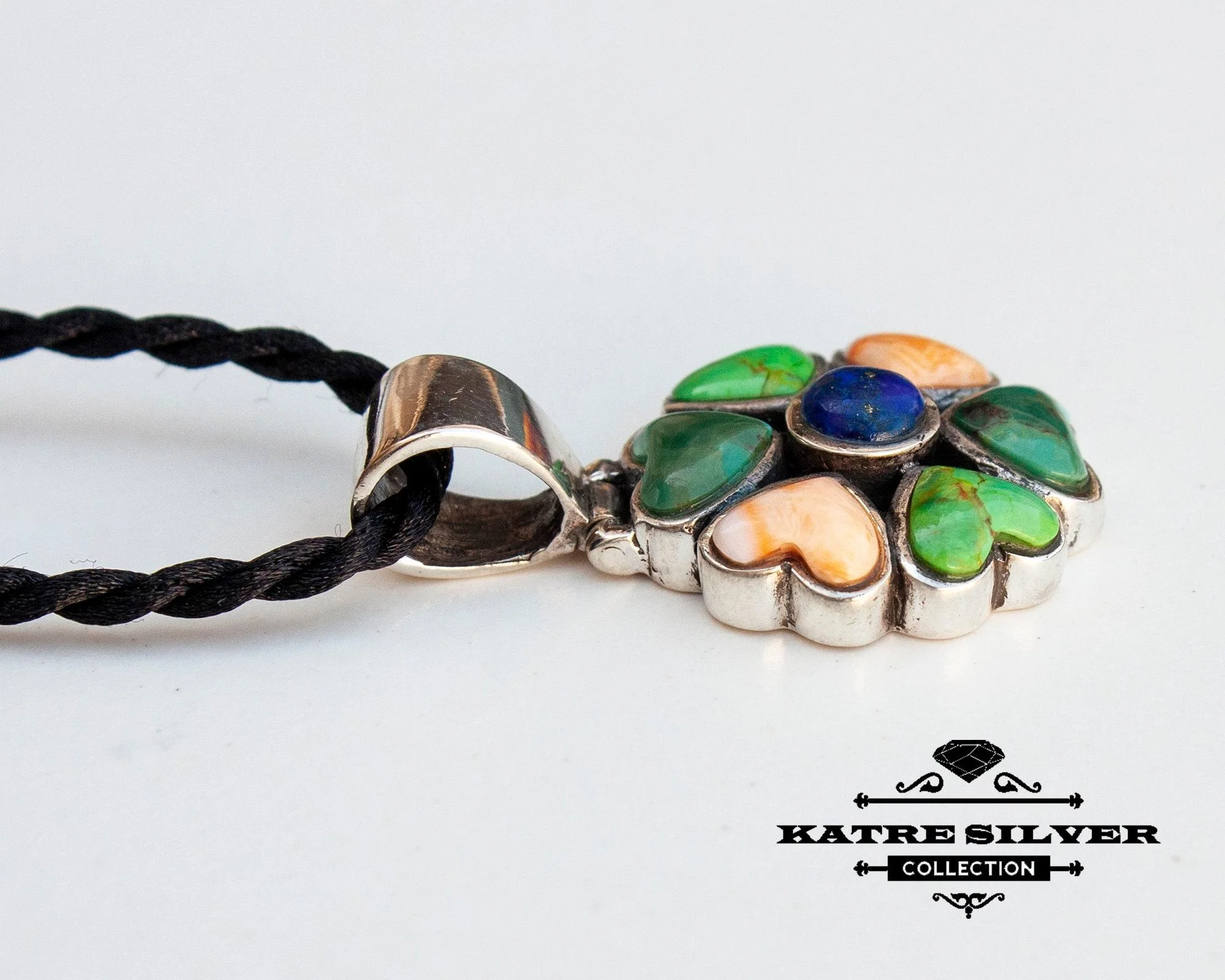 Multi Color Gemstone Pendant Necklace, Multicolor Stone Necklace, Sterling Silver Pendant, Statement Jewelry, Gift for Her - Image 4