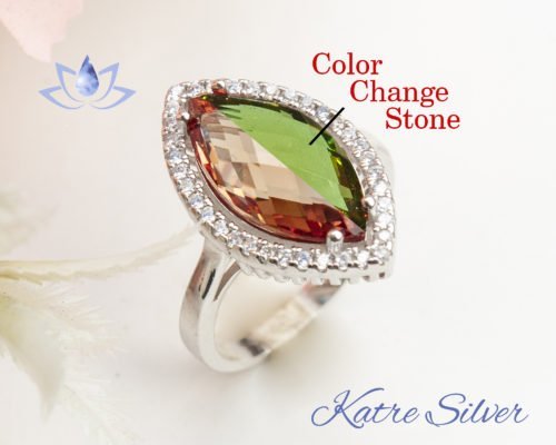 Color Change Diaspore Marquise Stone Turkish Women's Statement Silver Ring Vintage Unique Design Ring Turkish Diaspore Handmade