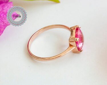 Elegant Pink Quartz Ring – Dainty Stackable Minimal Gemstone Ring for Women - Image 7