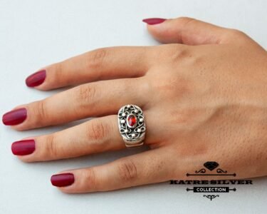 Red Stone Statement Ring, Red Stone Ring, Handmade Ring, Boho Ring, Vintage Ring, Unique Ring, Red Ring, 925 Silver Ring, Designer Ring - Image 2