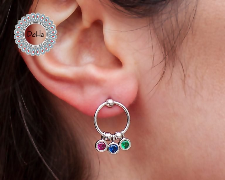 Mix Stone Earrings, Multi Stone Earrings, Multi Color Earrings, Multi Color Stone, Mix Color, CZ Stone, Earring Jewelry, Women Earring, Silver