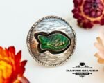 Green Fish Statement Ring, Silver Fish Ring, Fish Ring, Sea Ring, Animal Ring, Statement Ring, Green Ring, Handmade Ring, Green Stone Ring - Image 3