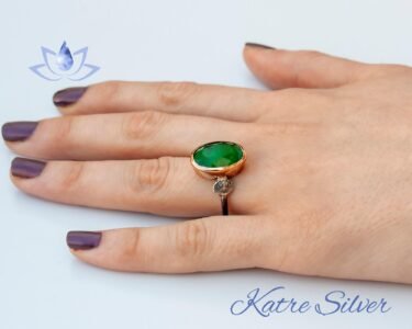 Paraiba Tourmaline Ring, Oval Cut Green Stone Ring, Sterling Silver Engagement Ring, Promise Ring, Unique Gemstone Jewelry for Women - Image 5