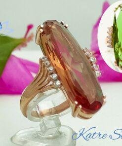 Rose Gold Long Sultanite Woman Ring, Diaspore Woman Ring, Handmade Silver Ring, Long Ring, Statement Ring, Sterling Silver