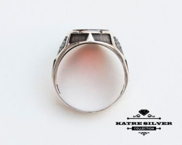 Mens Handmade Ring, Turkish Handmade Silver Men Ring, Ottoman Mens Ring, Red Stone Men Ring, Gift for Him, 925k Sterling Silver Ring - Image 8