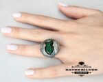 Green Fish Statement Ring, Silver Fish Ring, Fish Ring, Sea Ring, Animal Ring, Statement Ring, Green Ring, Handmade Ring, Green Stone Ring - Image 2