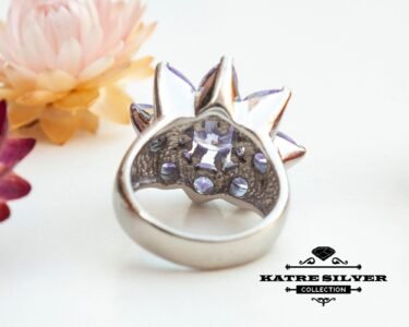 Purple Flower Ring, Purple Stone Ring, Floral Ring, Purple Ring, Flower Ring, Statement Ring, Amethyst Ring, Purple Flower, Vintage Ring - Image 7