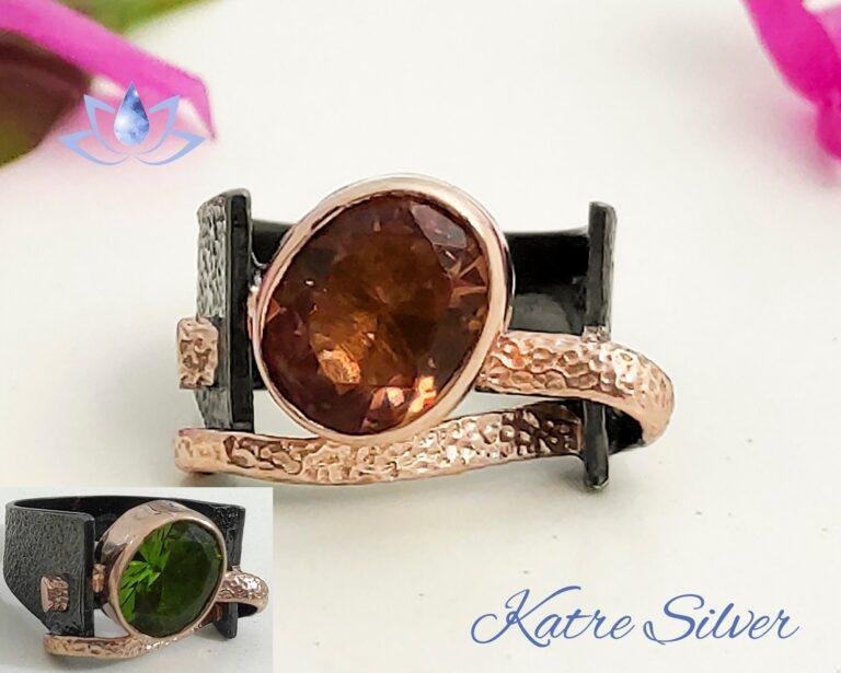 Diaspore Custom Design Ring, Custom Ring, Sterling Silver Ring, Art Deco Ring, Designer Ring, Color Changing Ring, Gift for Her