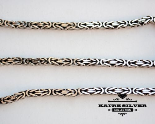 Handmade 4mm Solid 925 Sterling Silver Mens Necklace Square Balinese Byzantine Kings Chain, Byzantine Chain, Byzantine Necklace, Silver Chain - Image 3