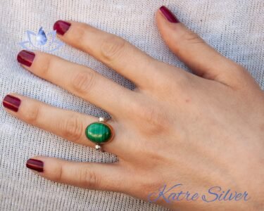 Dainty Green Malachite Vintage Rings, Malachite Ring, Stone Ring, Minimalist Ring, Dainty Ring, Green Stone Ring, Unique Rings, Gifts for Her - Image 2