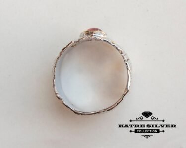 Pink Tourmaline Wedding Band, Tree Bark Ring, Pink Tourmaline Ring, Tourmaline Ring, Silver Band Ring, Unique Band, Statement Ring, Handmade - Image 9