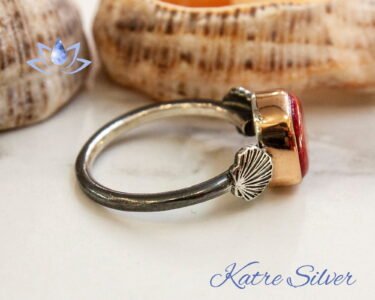 Red Coral Ring – Elegant Handmade Oxidized Silver Vintage Statement Ring for Women - Image 5