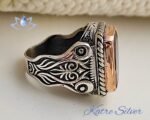 Color Changing Diaspore Ring, Mens Handmade Ring, Turkish Handmade Silver Men Ring, Ottoman Mens Ring, Gift for Him - Image 4