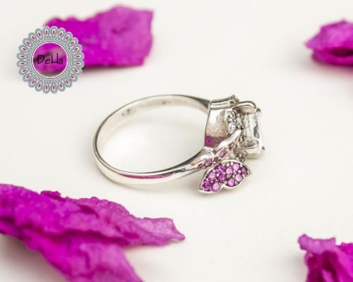 Pink Butterfly Solitaire Ring, Butterfly Ring, Elegant Ring, Pink Butterfly, Pink Ring, Girls Ring, Pink Stone Ring, Solitaire - Image 6