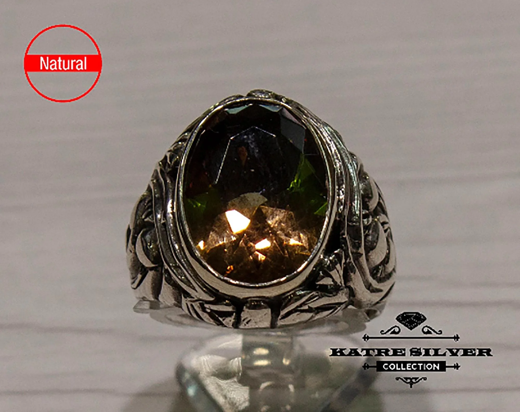 Men’s Zultanite Ring, Ottoman Silver Ring, Diaspore Ring for Men, Handmade Turkish Ring, Luxury Statement Ring Gift for Him - Image 5