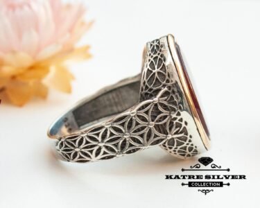 Mens Handmade Ring, Turkish Handmade Silver Men Ring, Ottoman Mens Ring, Agate Stone Men Ring, Gift for Him, 925k Sterling Silver Ring - Image 6