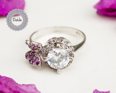 Pink Butterfly Ring – Elegant Solitaire Minimal Ring Gift for Women - Image 2