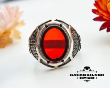 Mens Handmade Ring, Turkish Handmade Silver Men Ring, Ottoman Mens Ring, Red Stone Men Ring, Gift for Him, 925k Sterling Silver Ring - Image 3