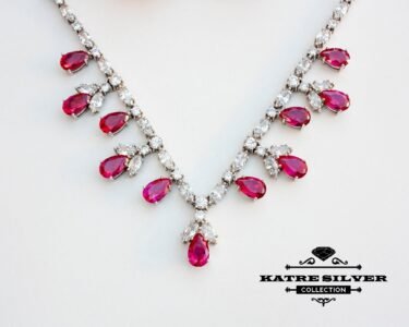 Ruby Necklace, Wedding Party Necklace, Statement Necklace for Women, Elegant Bridal Necklace, Designer Jewelry Gift for Her - Image 6