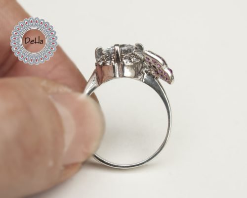 Pink Butterfly Solitaire Ring, Butterfly Ring, Elegant Ring, Pink Butterfly, Pink Ring, Girls Ring, Pink Stone Ring, Solitaire - Image 7