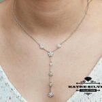 flower tassel necklace long silver floral pendant necklace