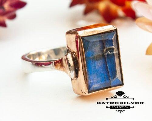 Rectangle Stone Blue Labradorite Statement Ring, Labradorite Ring, Gemstone Ring, Labradorite Jewelry, Handmade Ring, Blue Stone Ring, Boho