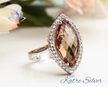 Color Change Diaspore Ring – Elegant Marquise Handmade Silver Ring for Women - Image 2