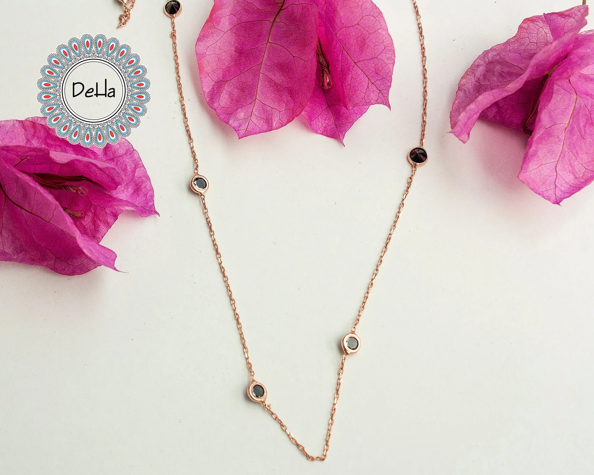 Onyx Station Long Necklace, Station Necklace, Onyx Chain, Onyx Necklace, Layering Necklace, Black Necklace, Onyx Jewelry, Long Necklace - Image 4