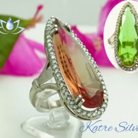 Pear Sultanite Woman Ring, Diaspore Woman Ring, Handmade Silver Ring, Long Ring, Statement Ring, Sterling Silver, Woman Ring