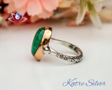 Dainty Green Malachite Vintage Rings, Malachite Ring, Stone Ring, Minimalist Ring, Dainty Ring, Green Stone Ring, Unique Rings, Gifts for Her - Image 6