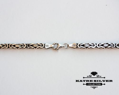 Handmade 4mm Solid 925 Sterling Silver Mens Necklace Square Balinese Byzantine Kings Chain, Byzantine Chain, Byzantine Necklace, Silver Chain - Image 6