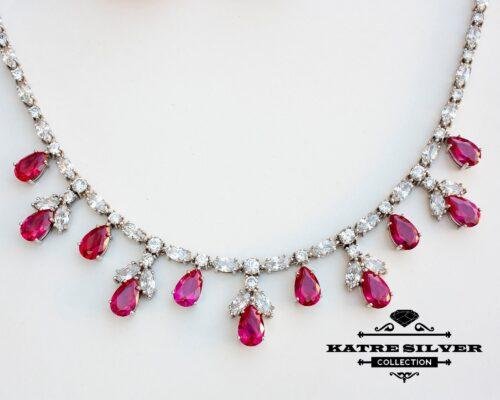 Party Wear Necklace, Wedding Necklace, Party Wear Jewelry, Necklace Set, Party Wear, Designer Necklace, Party Necklace, Ruby Necklace - Image 4